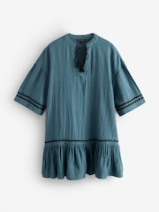 Green Short Sleeve Frill Smock Dress - Image 1 of 1