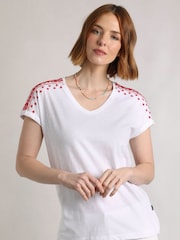 Weird Fish White Tildare Embroidered Jersey Top - Image 2 of 8