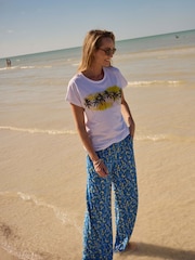 Weird Fish Blue Kannina Printed Trousers - Image 5 of 7