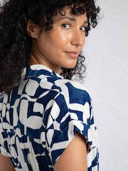 Vestido-camisa de linho rico estampado Weird Fish Jaye - Imagem 4 de 8