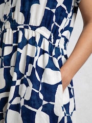 Vestido-camisa de linho rico estampado Weird Fish Jaye - Imagem 6 de 8