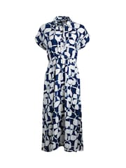 Vestido-camisa de linho rico estampado Weird Fish Jaye - Imagem 7 de 8