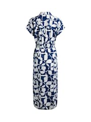 Vestido-camisa de linho rico estampado Weird Fish Jaye - Imagem 8 de 8