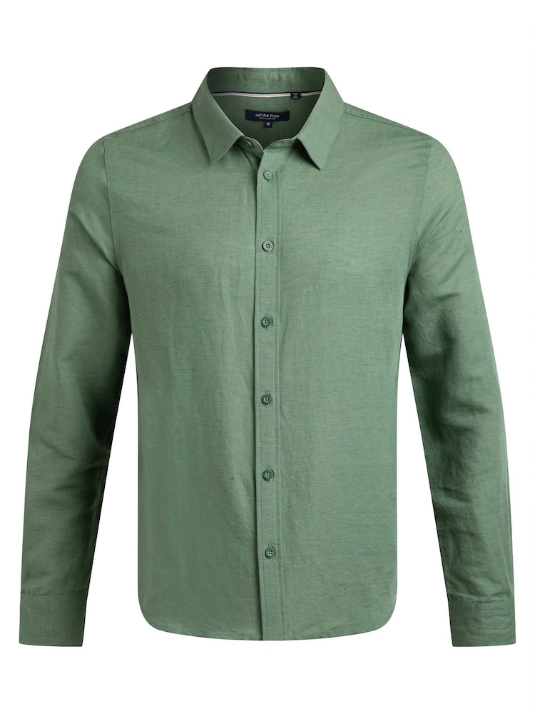 Weird Fish Shaun Linen Rich Long Sleeve Shirt - Imagem 1 de 2