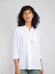 Weird Fish White Layla Linen Rich Shirt - Image 1 of 8