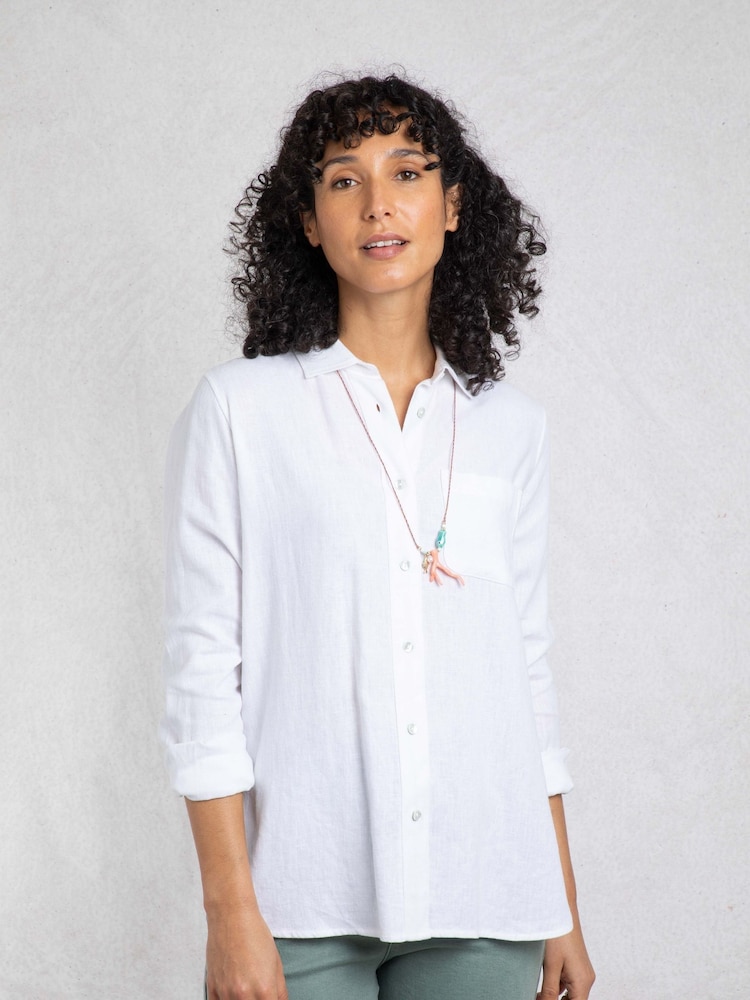 Weird Fish White Layla Linen Rich Shirt - Image 1 of 8