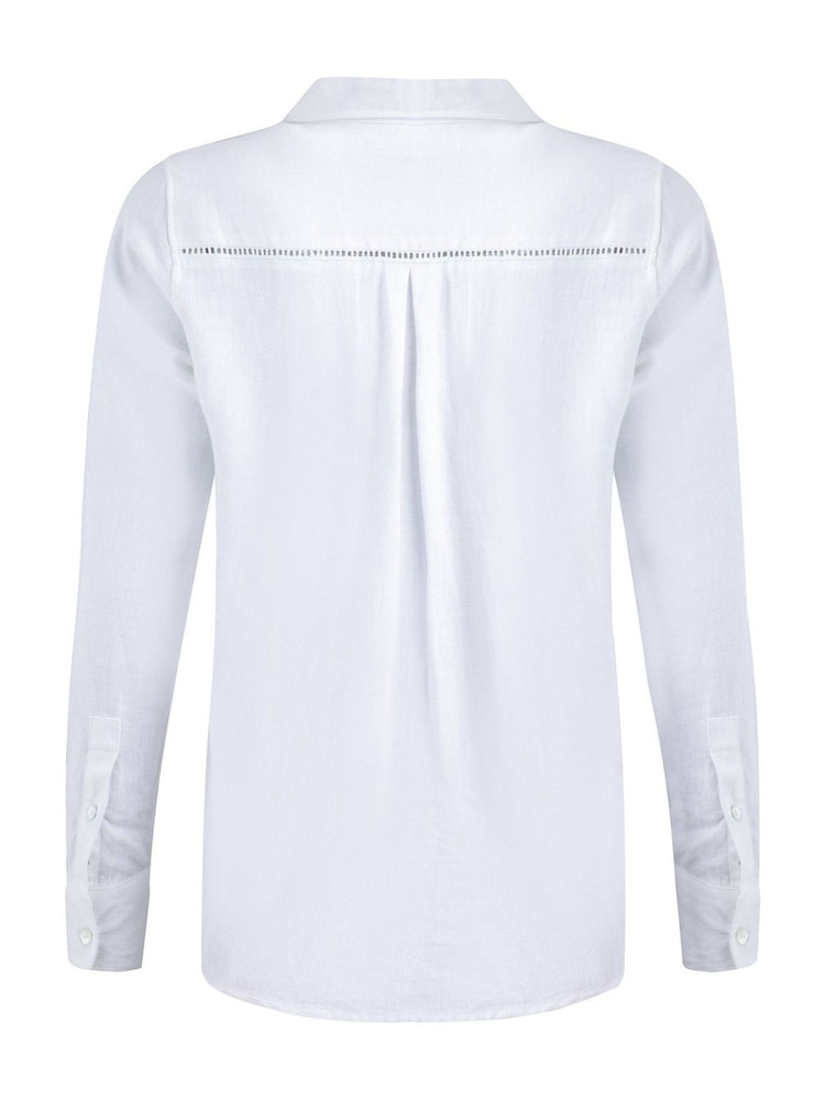 Weird Fish White Layla Linen Rich Shirt - Image 8 of 8