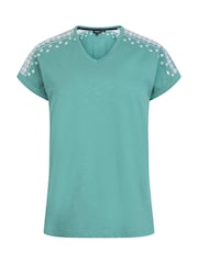 Weird Fish Green Tildare Embroidered Jersey Top - Image 5 of 6