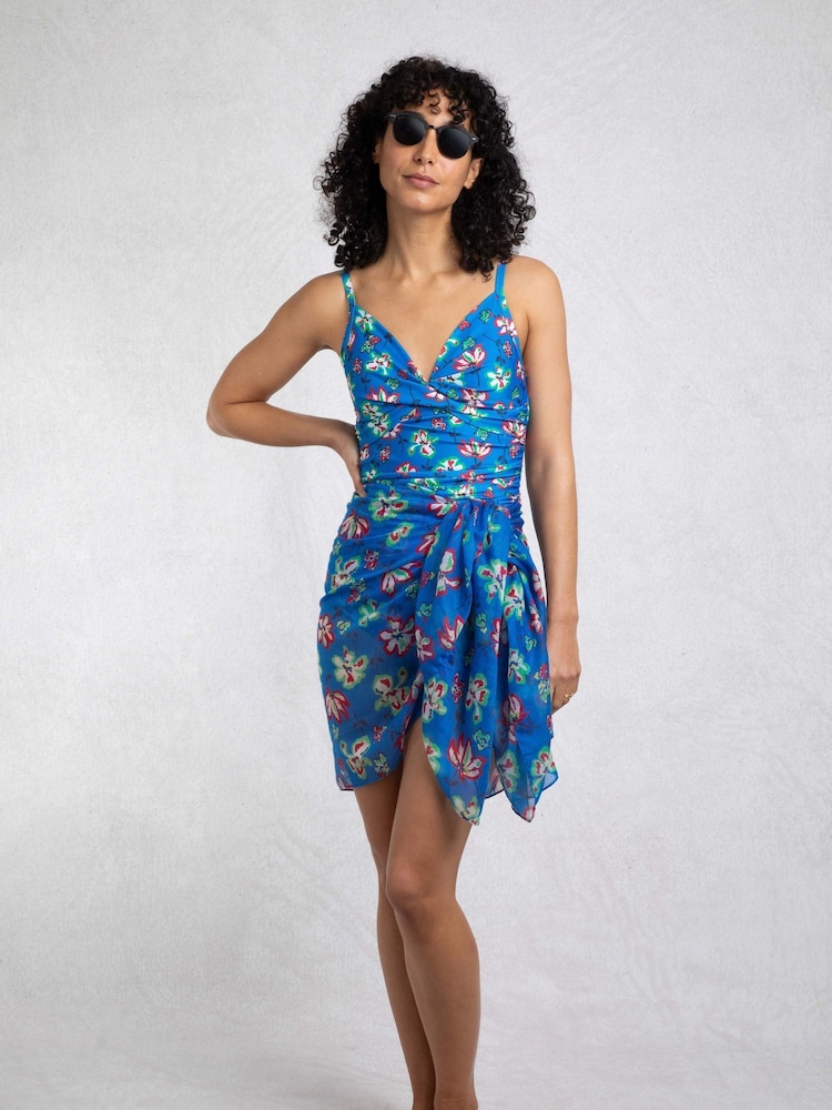 أزرق - Weird Fish Kiera Printed Sarong Scarf - صورة 2 من 6 أزرق - Weird Fish Kiera Printed Sarong Scarf - صورة 2 من 6