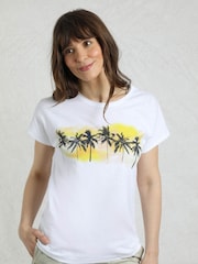 Weird Fish White Painterly Palm Graphic Print T-Shirt - Image 1 of 6
