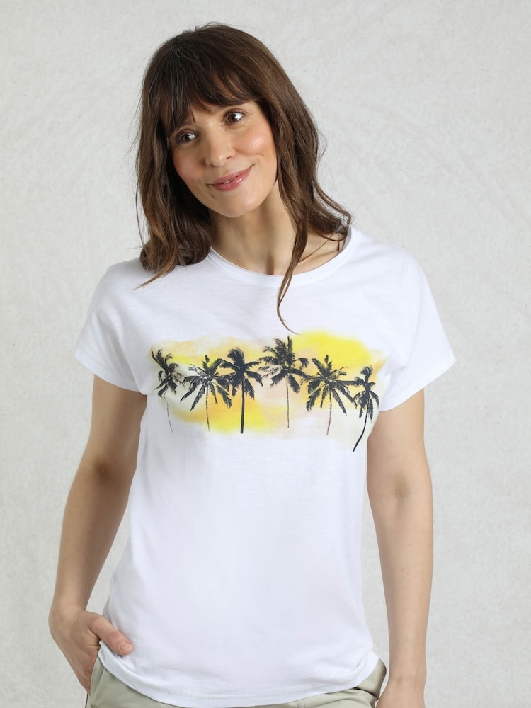 Weird Fish White Painterly Palm Graphic Print T-Shirt - Image 1 of 6