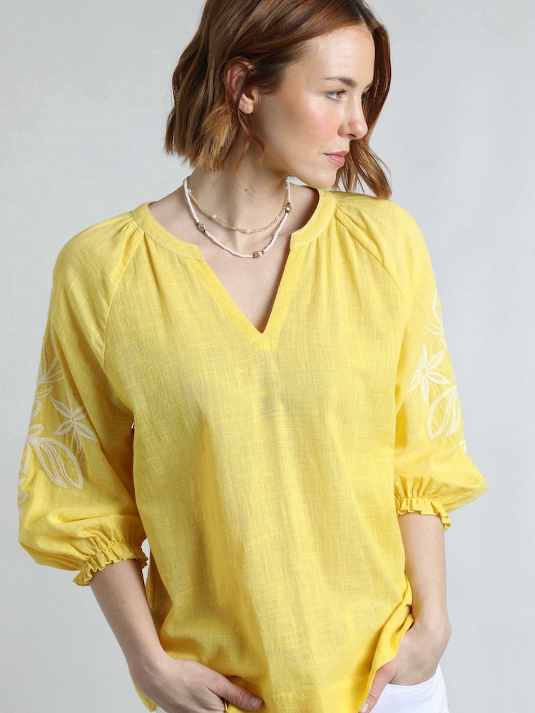 Weird Fish Yellow Emma Crepe Printed Blouse - Image 2 of 8