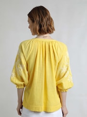 Weird Fish Yellow Emma Crepe Printed Blouse - Image 3 of 8