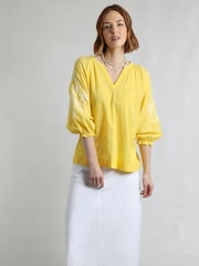 Weird Fish Yellow Emma Crepe Printed Blouse - Image 4 of 8