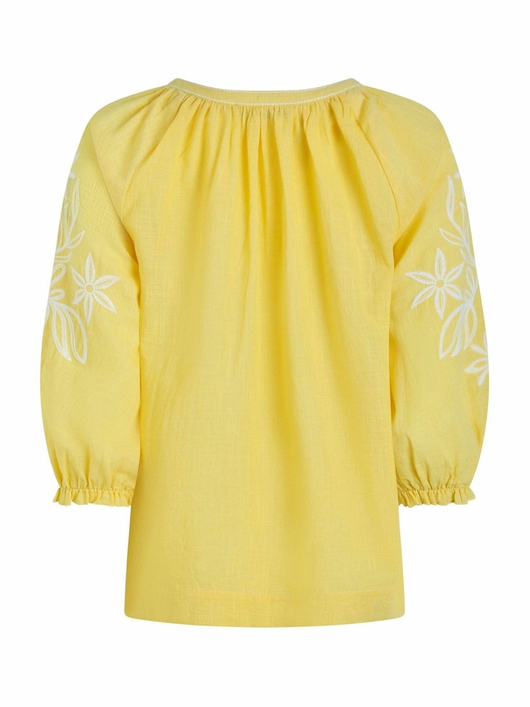 Weird Fish Yellow Emma Crepe Printed Blouse - Image 8 of 8