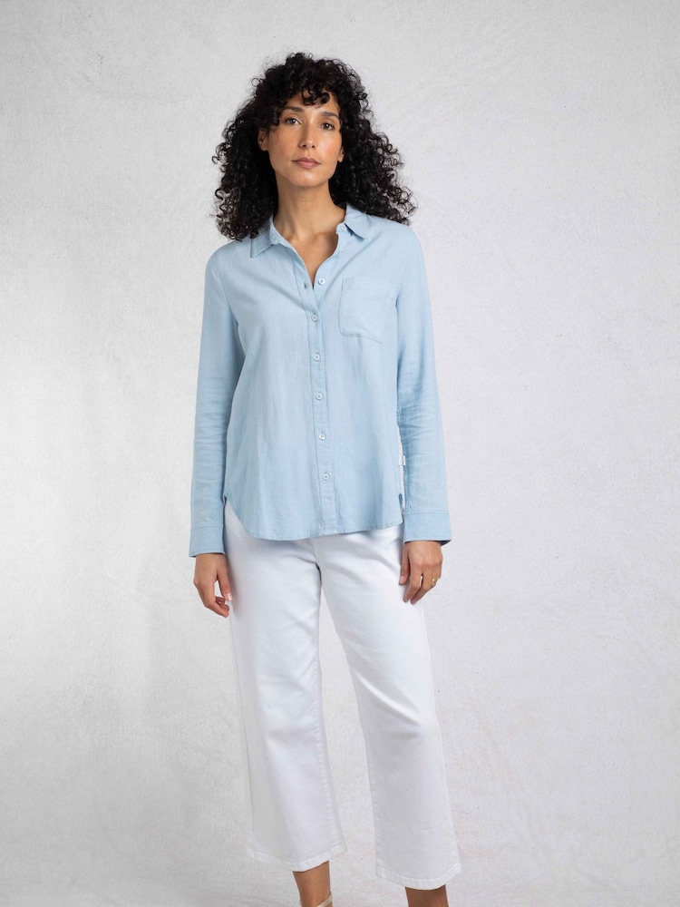 Weird Fish Blue Layla Linen Rich Shirt - Image 1 of 6