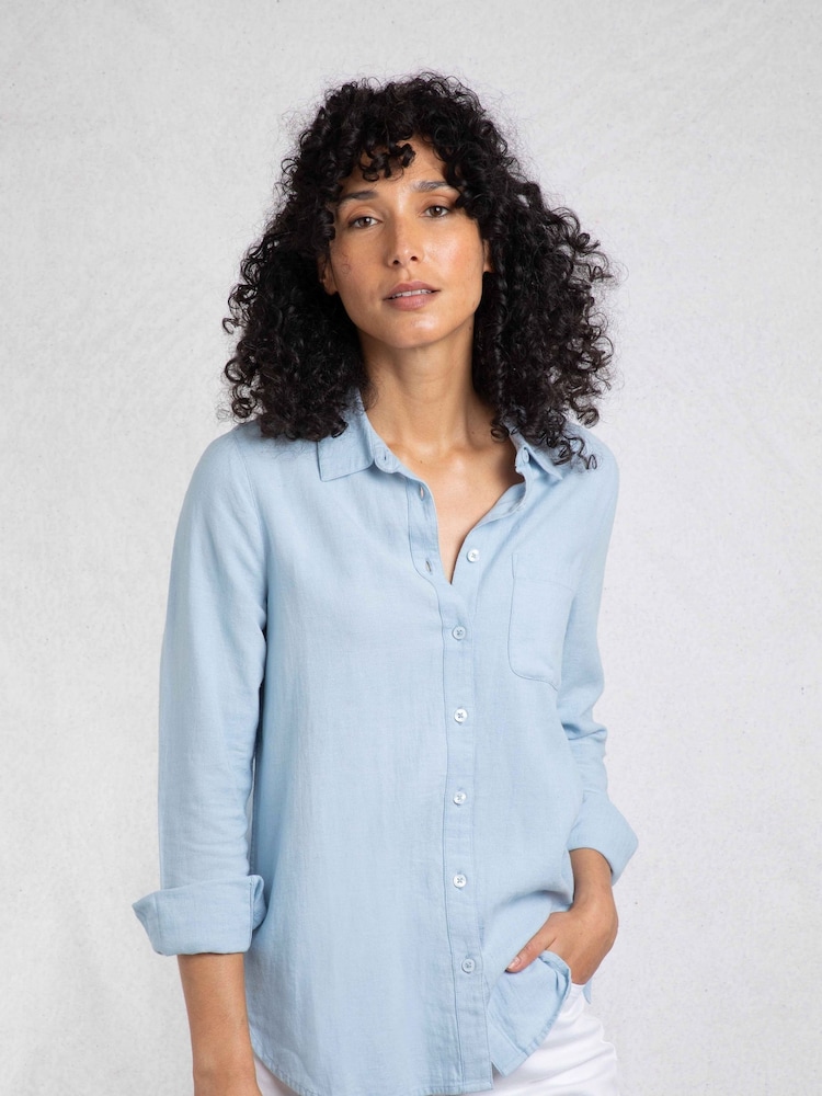 Weird Fish Blue Layla Linen Rich Shirt - Image 2 of 6