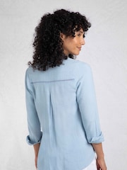 Weird Fish Blue Layla Linen Rich Shirt - Image 3 of 6