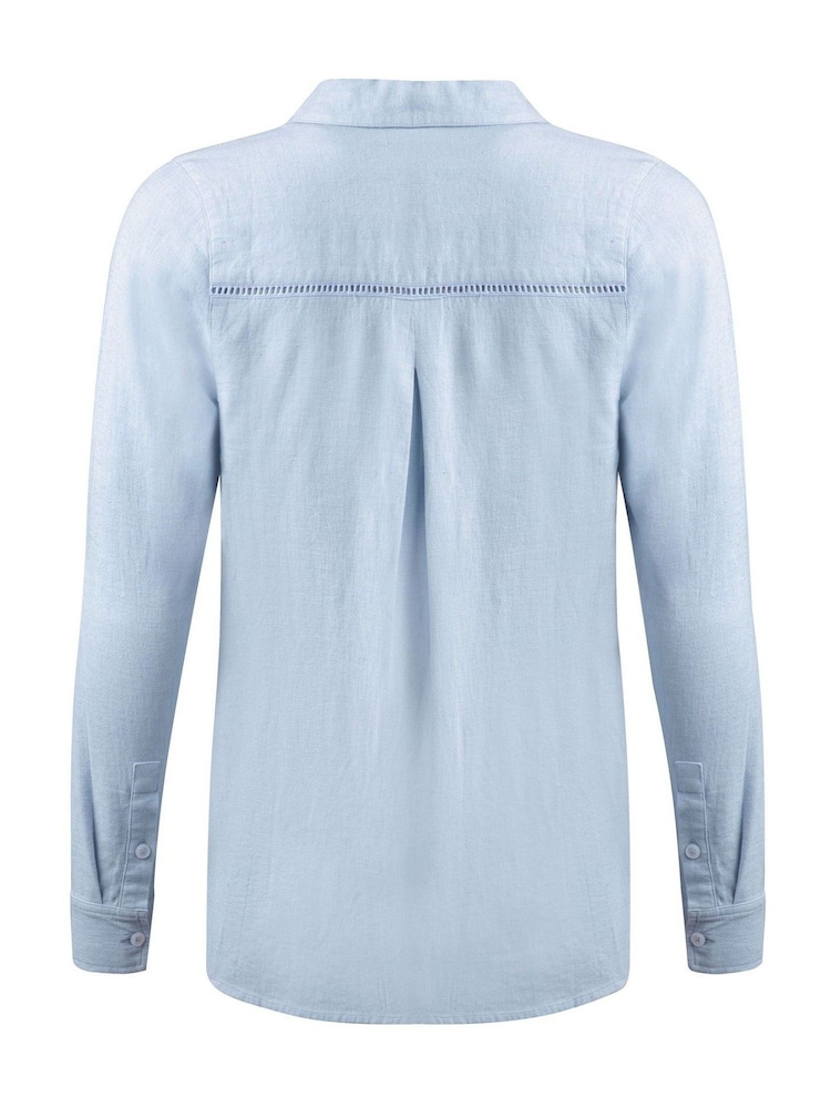 Weird Fish Blue Layla Linen Rich Shirt - Image 6 of 6