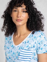 Weird Fish CHAMBRAY BLUE Ericak Printed Pocket T-Shirt - Image 2 of 8