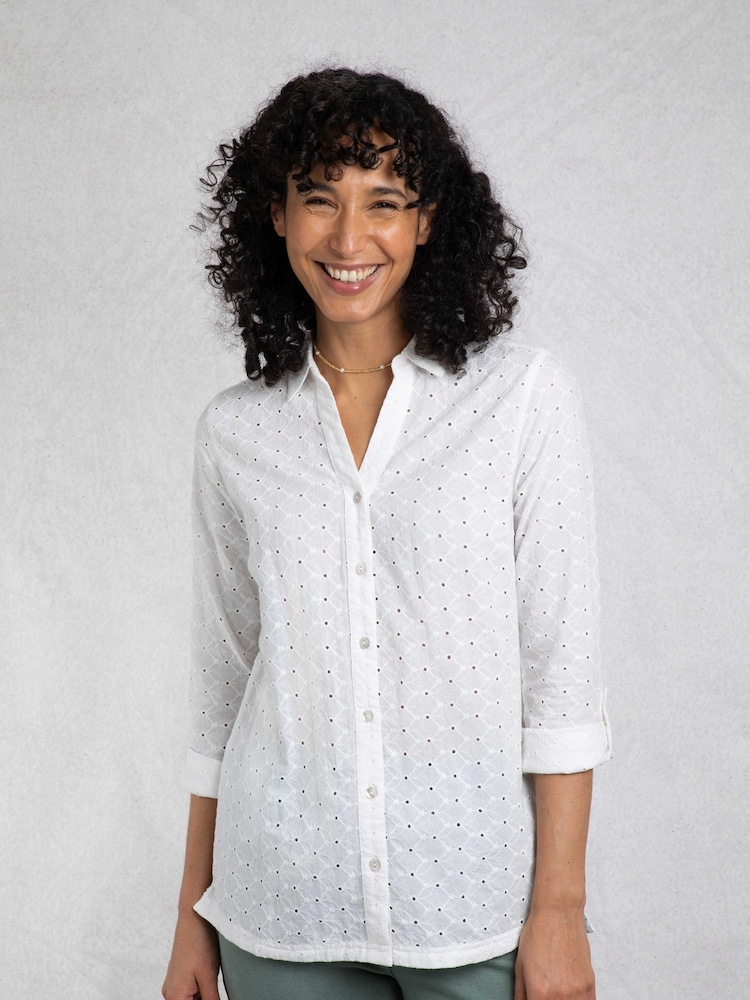 Weird Fish White Camille Broidery Cotton Shirt - Image 1 of 7