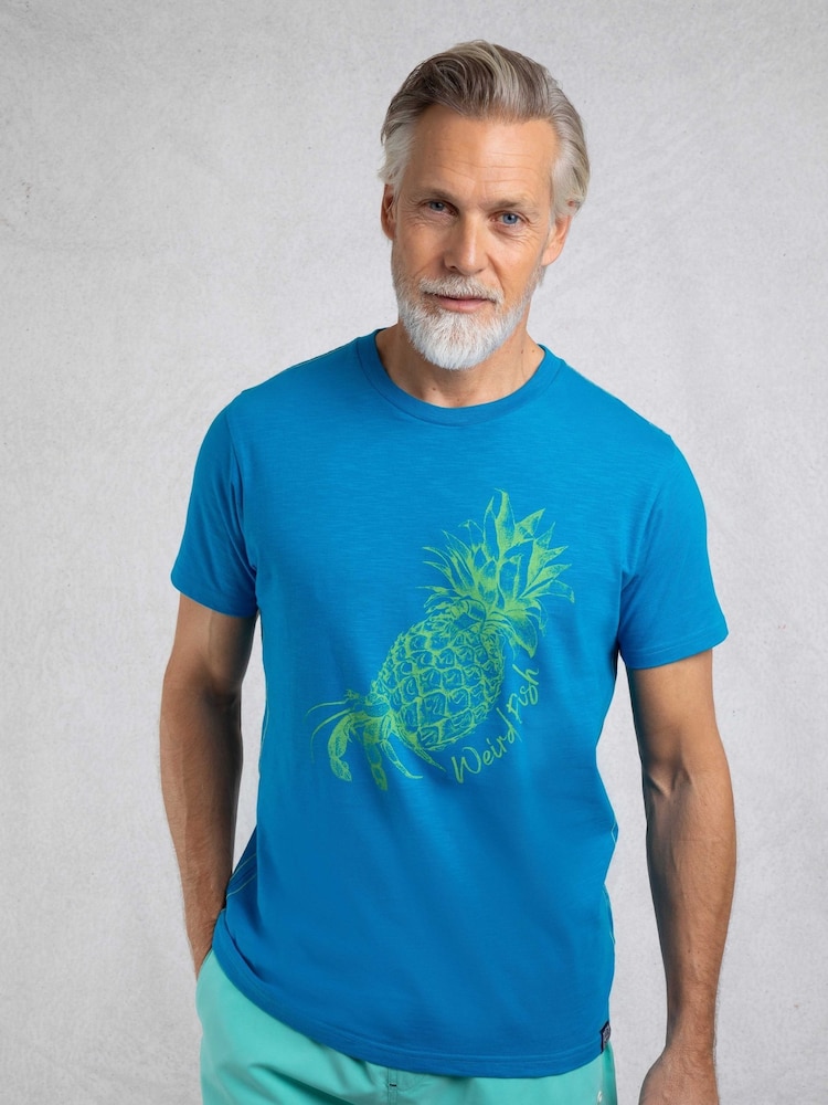 Weird Fish Blue Pineapple Express Graphic Print T-Shirt - Image 1 of 7