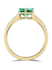 The Diamond Store Green Astra 2.30ct H/SI Pear Cut Lab Emerald Solitaire with Side Stones Ring in 18K Gold Vermeil - Image 1 of 3