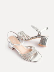 Linzi Silver Strictly Wide Fit Diamante Crossover Heeled Sandals - Image 4 of 5