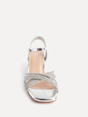 Linzi Silver Strictly Wide Fit Diamante Crossover Heeled Sandals - Image 5 of 5