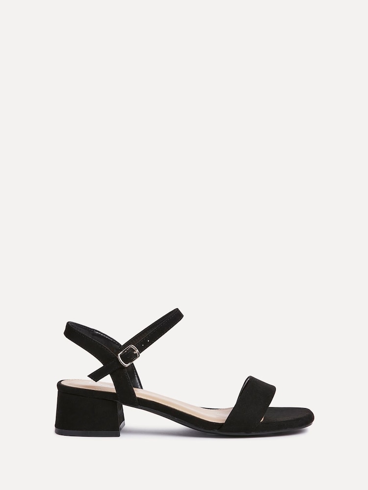 Linzi Black Wide Fit Carlie Low Chunky Block Heeled Sandals - Image 2 of 5 Linzi Black Wide Fit Carlie Low Chunky Block Heeled Sandals - Image 2 of 5