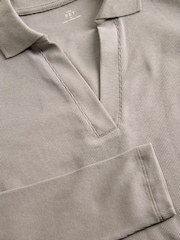 The Set Black/White/Taupe 3 Pack Long Sleeve Ribbed Polo Shirts - Image 5 of 6