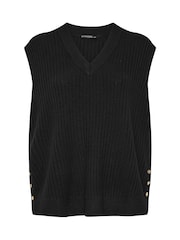 Evans Knitted Button Side Stripe Black Vest - Image 6 of 6