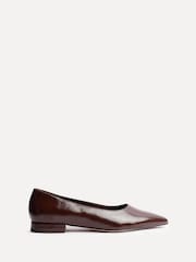 Linzi Brown Wide Fit Compete Pointed Toe Ballet Flat Shoes - Image 2 of 5