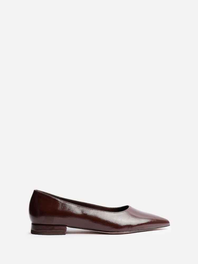 Linzi Brown Wide Fit Compete Pointed Toe Ballet Flat Shoes - Image 2 of 5 Linzi Brown Wide Fit Compete Pointed Toe Ballet Flat Shoes - Image 2 of 5