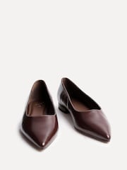 Linzi Brown Wide Fit Compete Pointed Toe Ballet Flat Shoes - Image 3 of 5