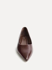 Linzi Brown Wide Fit Compete Pointed Toe Ballet Flat Shoes - Image 4 of 5