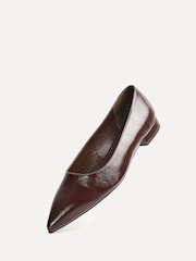 Linzi Brown Wide Fit Compete Pointed Toe Ballet Flat Shoes - Image 5 of 5