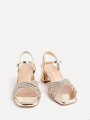Linzi Gold Strictly Wide Fit Diamante Crossover Heeled Sandals - Image 4 of 6