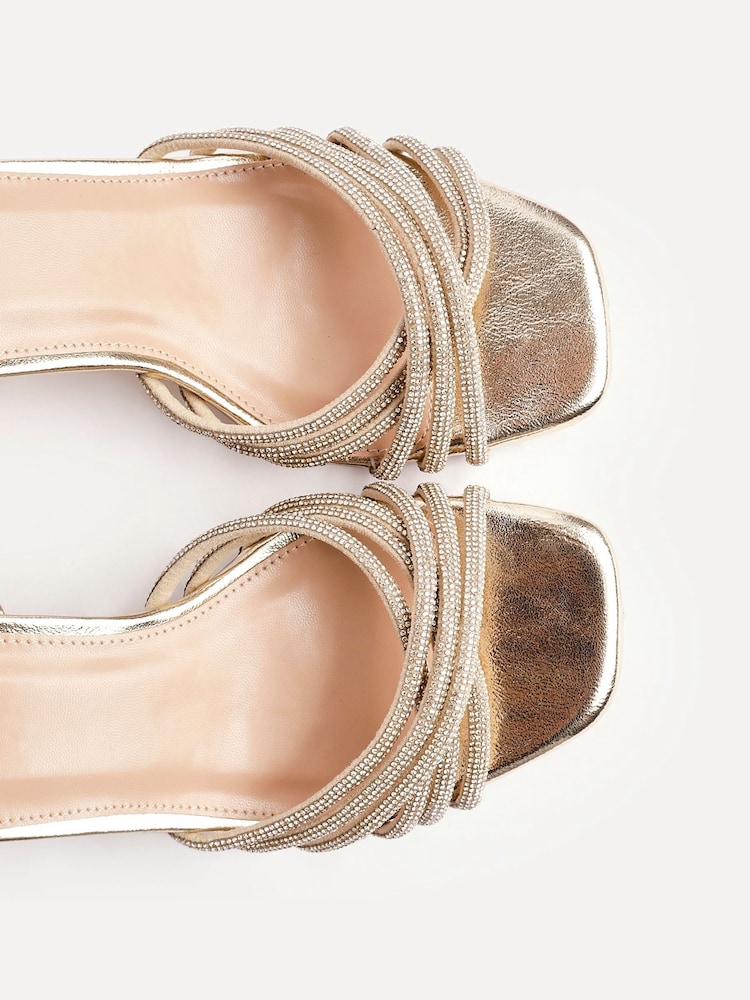 Linzi Gold Strictly Wide Fit Diamante Crossover Heeled Sandals - Image 6 of 6 Linzi Gold Strictly Wide Fit Diamante Crossover Heeled Sandals - Image 6 of 6