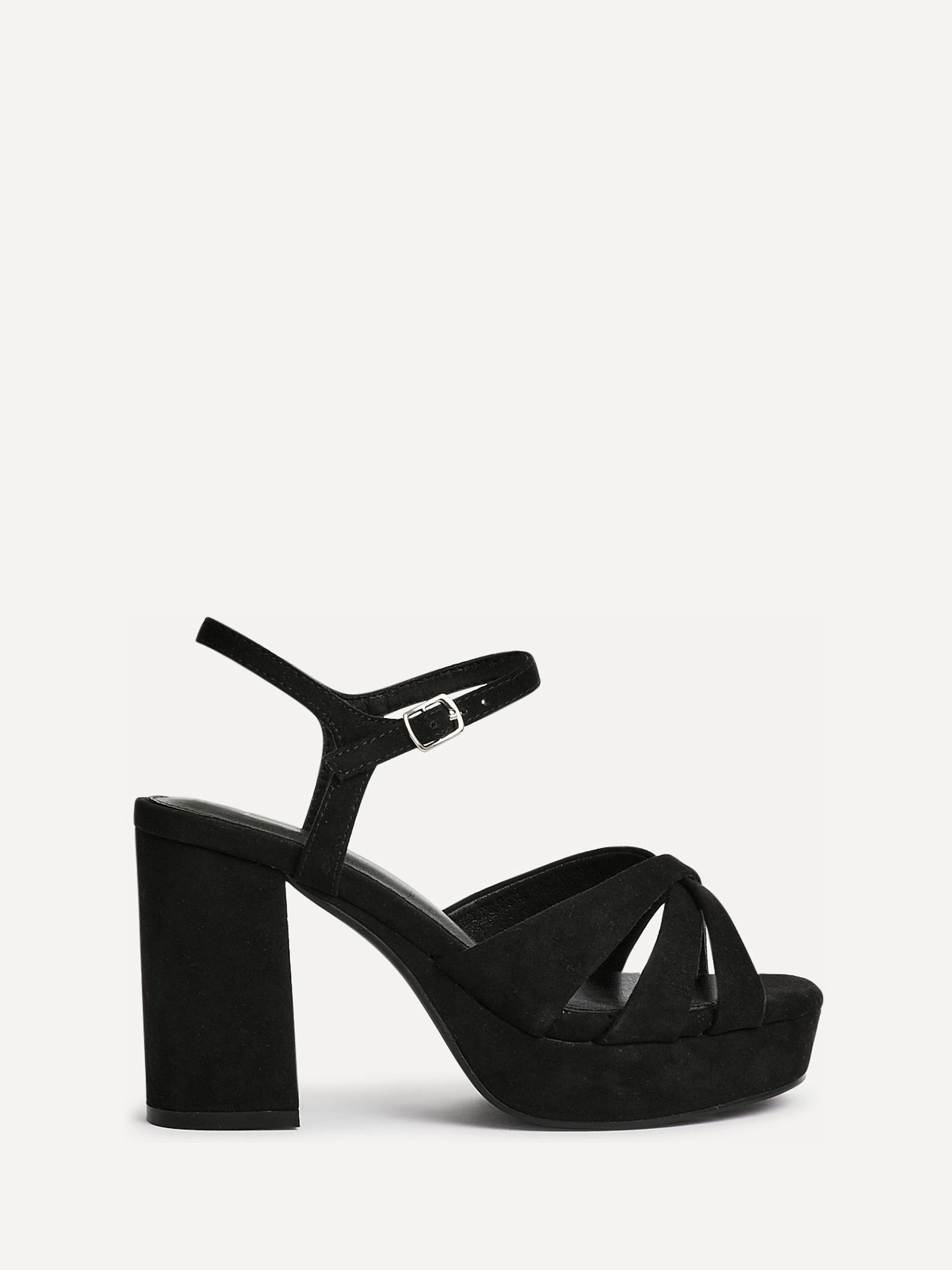 Buy Linzi Black Selene Wide Fit Crossover Platform Sandals from