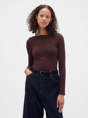 Gap Blue CloseKnit Jersey Boat Neck Open-Back T-Shirt - Image 1 of 4