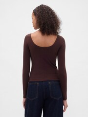 Gap Blue CloseKnit Jersey Boat Neck Open-Back T-Shirt - Image 2 of 4