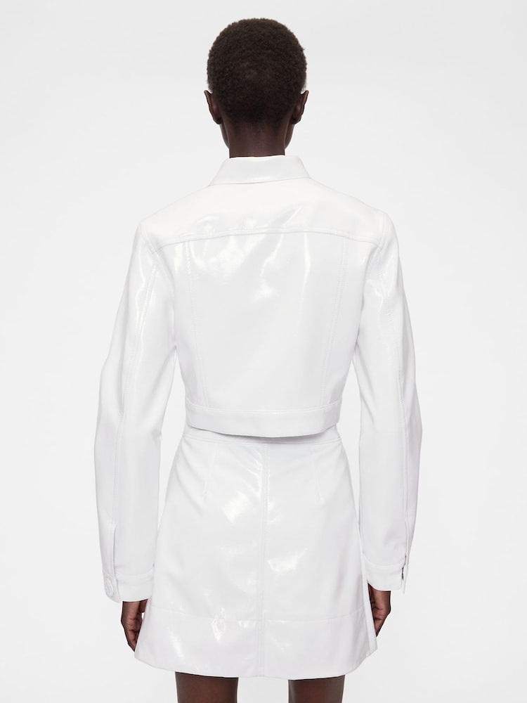 Gap GapStudio White Cropped Patent Leather Jacket - Image 2 of 5 Gap GapStudio White Cropped Patent Leather Jacket - Image 2 of 5