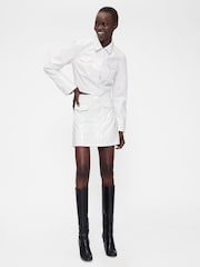 Gap GapStudio White Cropped Patent Leather Jacket - Image 3 of 6