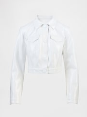 Gap GapStudio White Cropped Patent Leather Jacket - Image 5 of 6