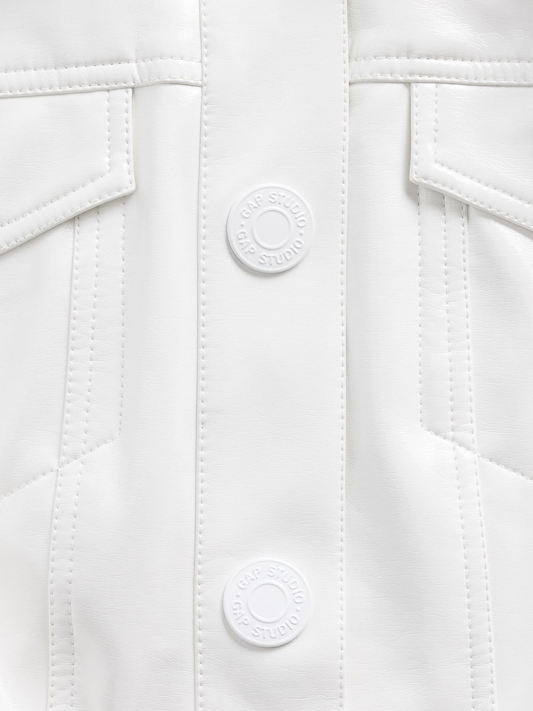 Gap GapStudio White Cropped Patent Leather Jacket - Image 6 of 6 Gap GapStudio White Cropped Patent Leather Jacket - Image 6 of 6