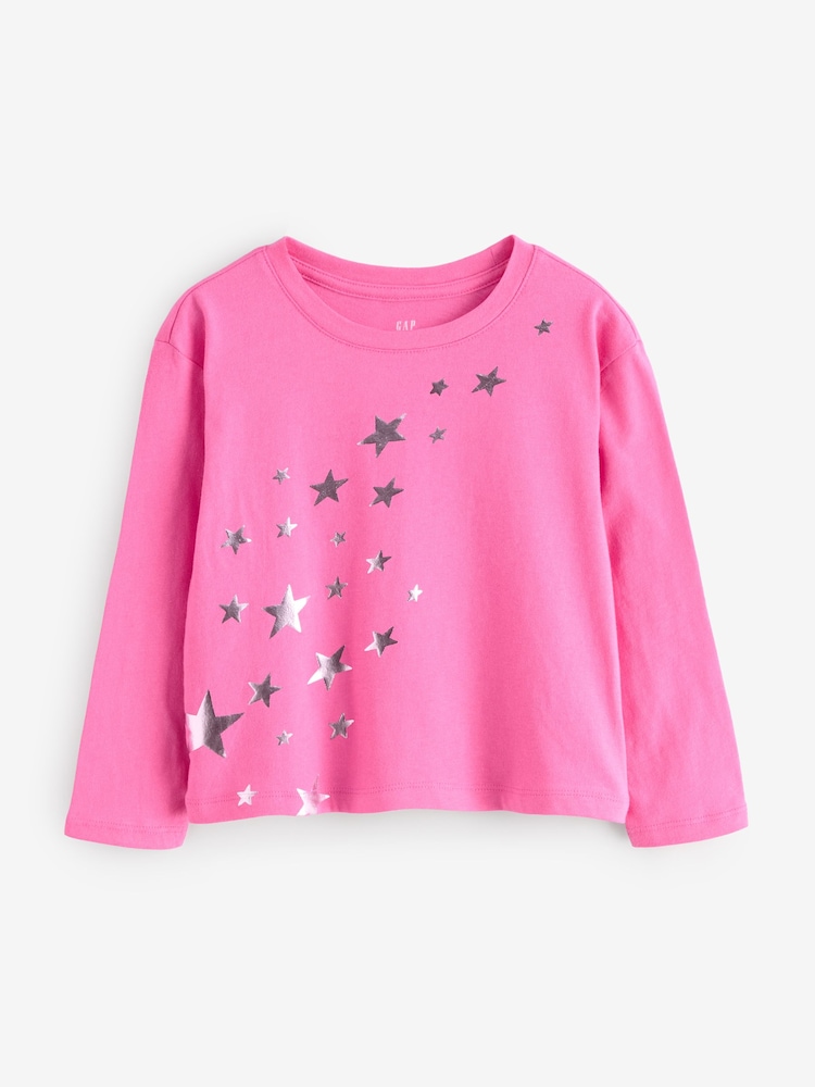 Gap Pink Pink Long Sleeve Value Graph T-Shirt (4-13yrs) (4-13yrs) - Image 1 of 4 Gap Pink Pink Long Sleeve Value Graph T-Shirt (4-13yrs) (4-13yrs) - Image 1 of 4