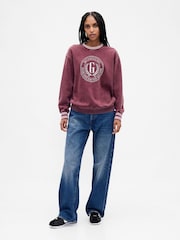 Gap Burgundy Red Oversized VintageSoft Logo Sweatshirt - Image 3 of 4