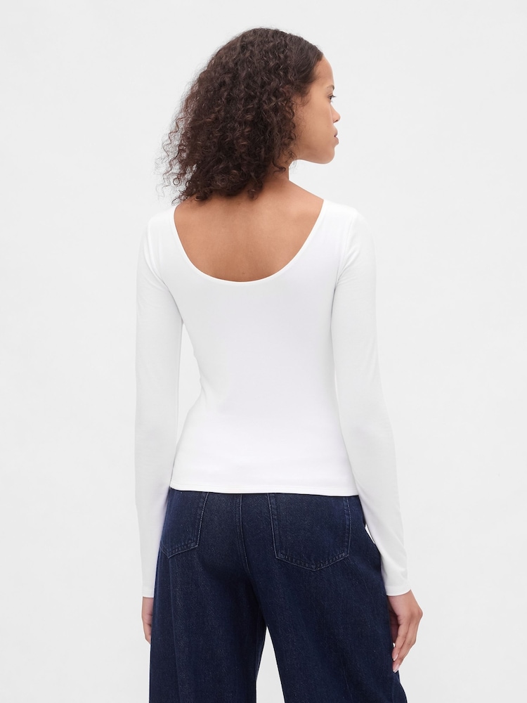 Gap White CloseKnit Jersey Boatneck Open-Back T-Shirt - Image 2 of 4 Gap White CloseKnit Jersey Boatneck Open-Back T-Shirt - Image 2 of 4