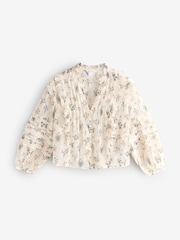 Cream Floral Print Ruffled Blouse - Image 1 of 1